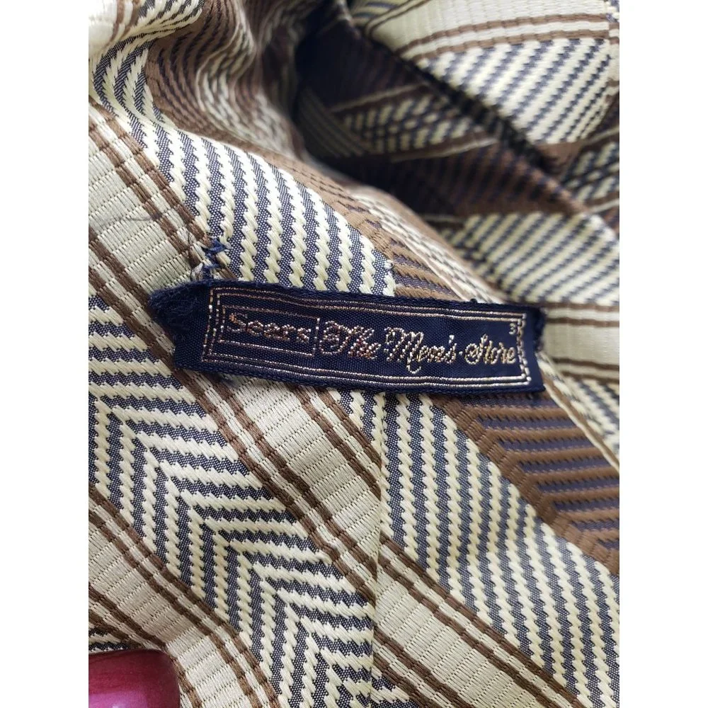 Vintage Sears‎ The Men's Store Green Striped Wide Tie Polyester